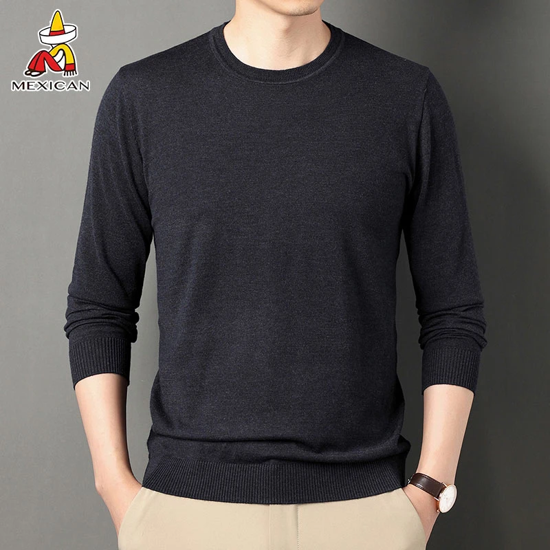 培蒙男士男款打底衫针织衫上衣内搭圆领新款秋冬宽松加绒冬季卫衣