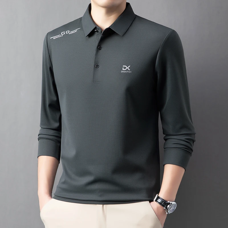 培蒙男装t恤POLO男士新款高档男士polo男款长袖翻领上衣秋季商务