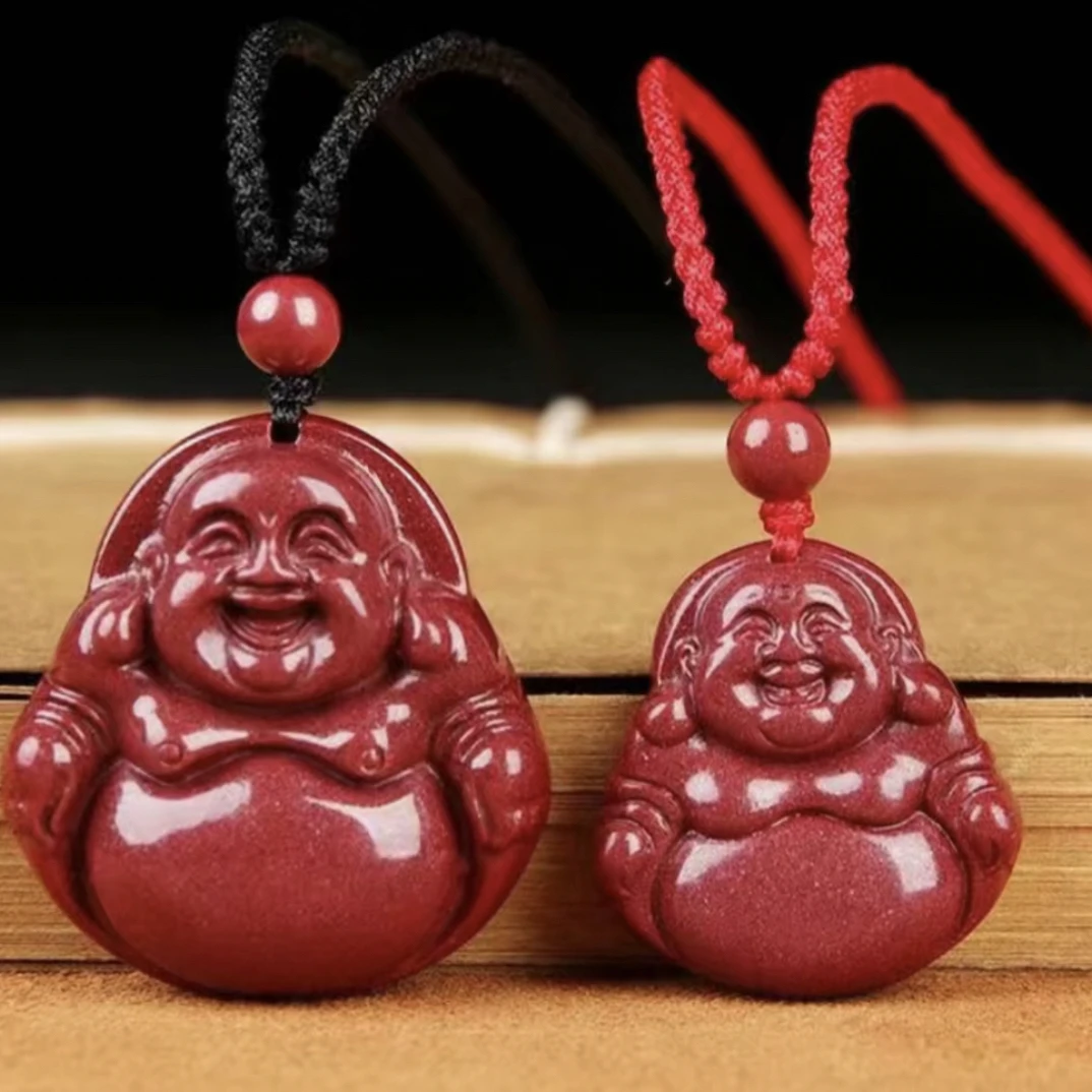 含辰砂工艺品朱砂（紫金砂）弥勒佛吊坠
