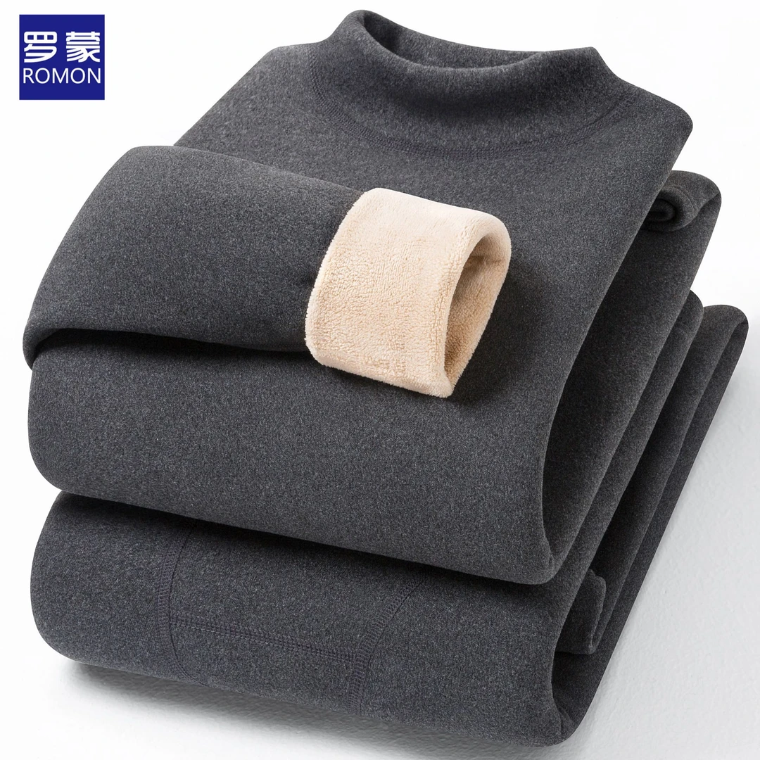 【厚绒】罗蒙保暖内衣套装男女情侣半高领秋冬季加绒加厚秋衣秋裤