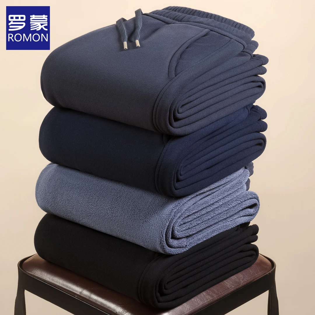 【澳粒绒防风裤】罗蒙休闲裤男士秋冬季加绒加厚松紧腰保暖运动裤