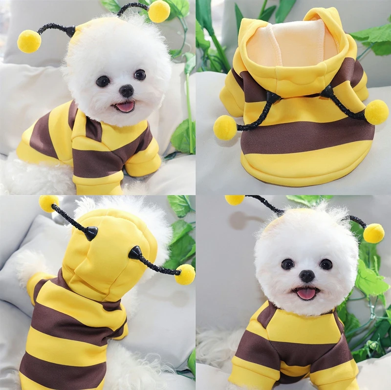 冬季小狗狗衣服小蜜蜂泰迪雪纳瑞比熊博美贵宾小型犬猫咪宠物冬装