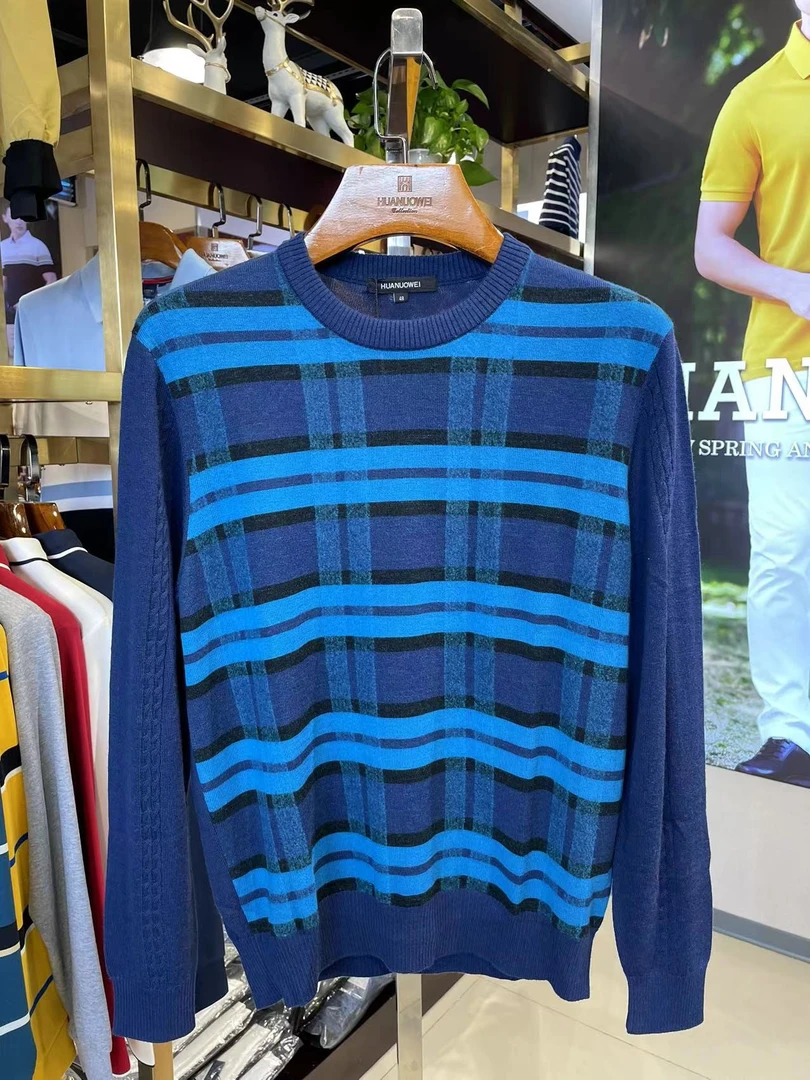 男士长袖秋冬圆领套头羊毛衫B148