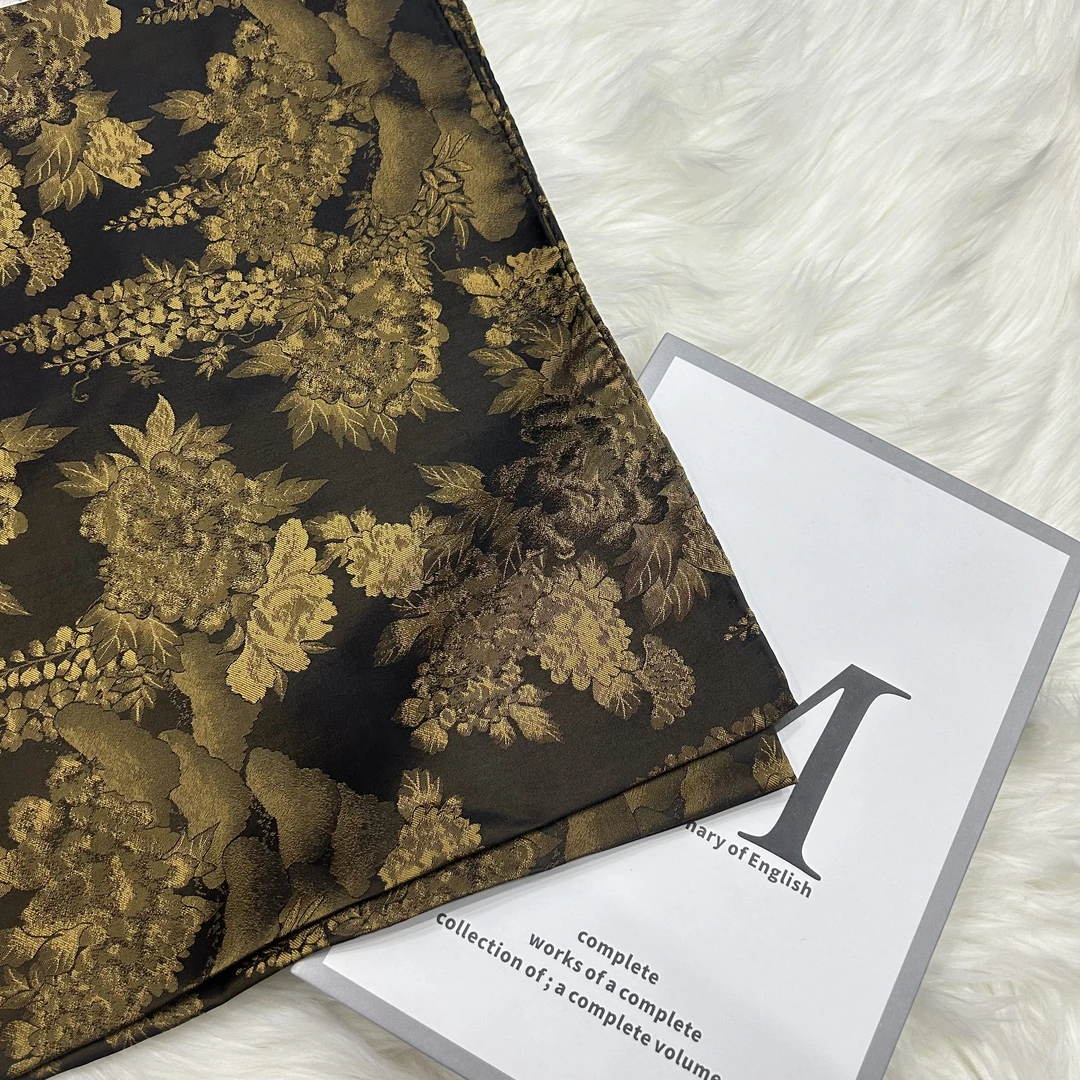 xys-397{金秋麦穗} 提花 宋锦 新中式香韵纱140*140左右大方巾