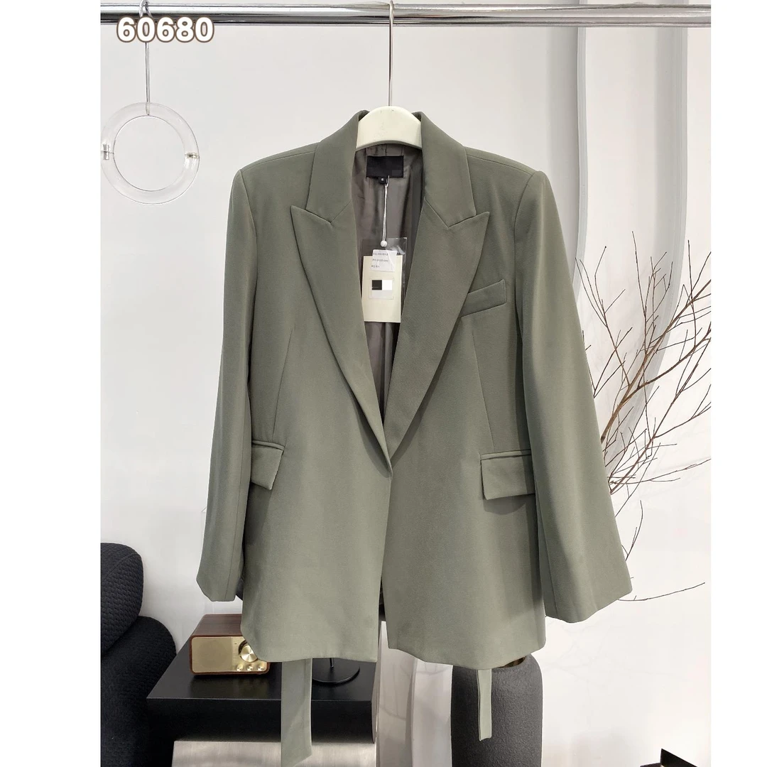【休闲西装】春季款垫肩时尚腰带款女士西装外套 14672(60680) 苋