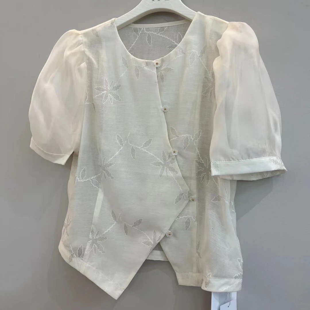 【亮闪高级小衫】重工气质优雅显瘦夏季女士衬衫-苋 15256(5850）