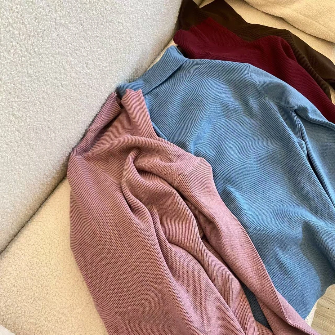 【纯色软糯针织衫】堆堆领优雅显瘦高级感针织毛衣-苋 16195(046)