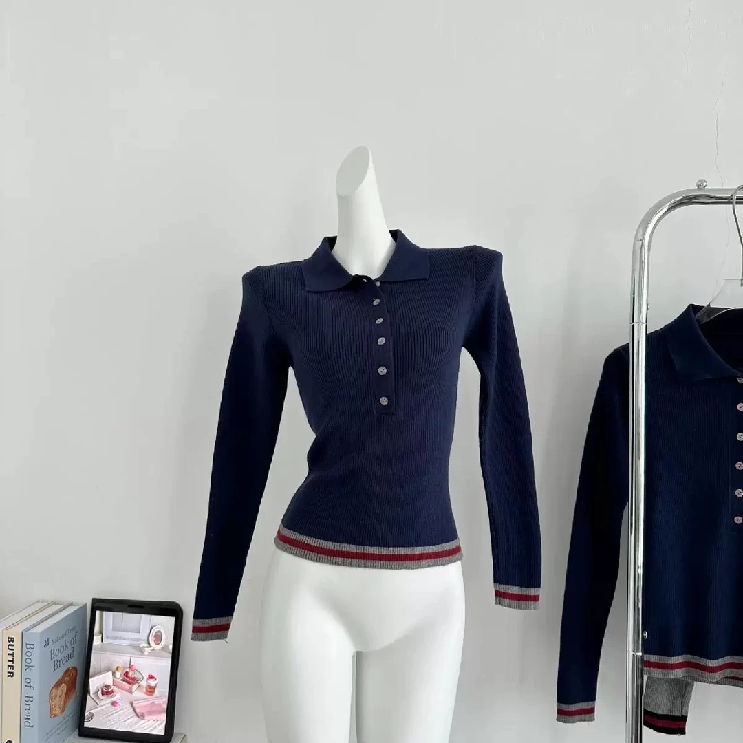 【60支细砂针织衫】气质长袖修身显瘦翻针织衫 15768(M328)