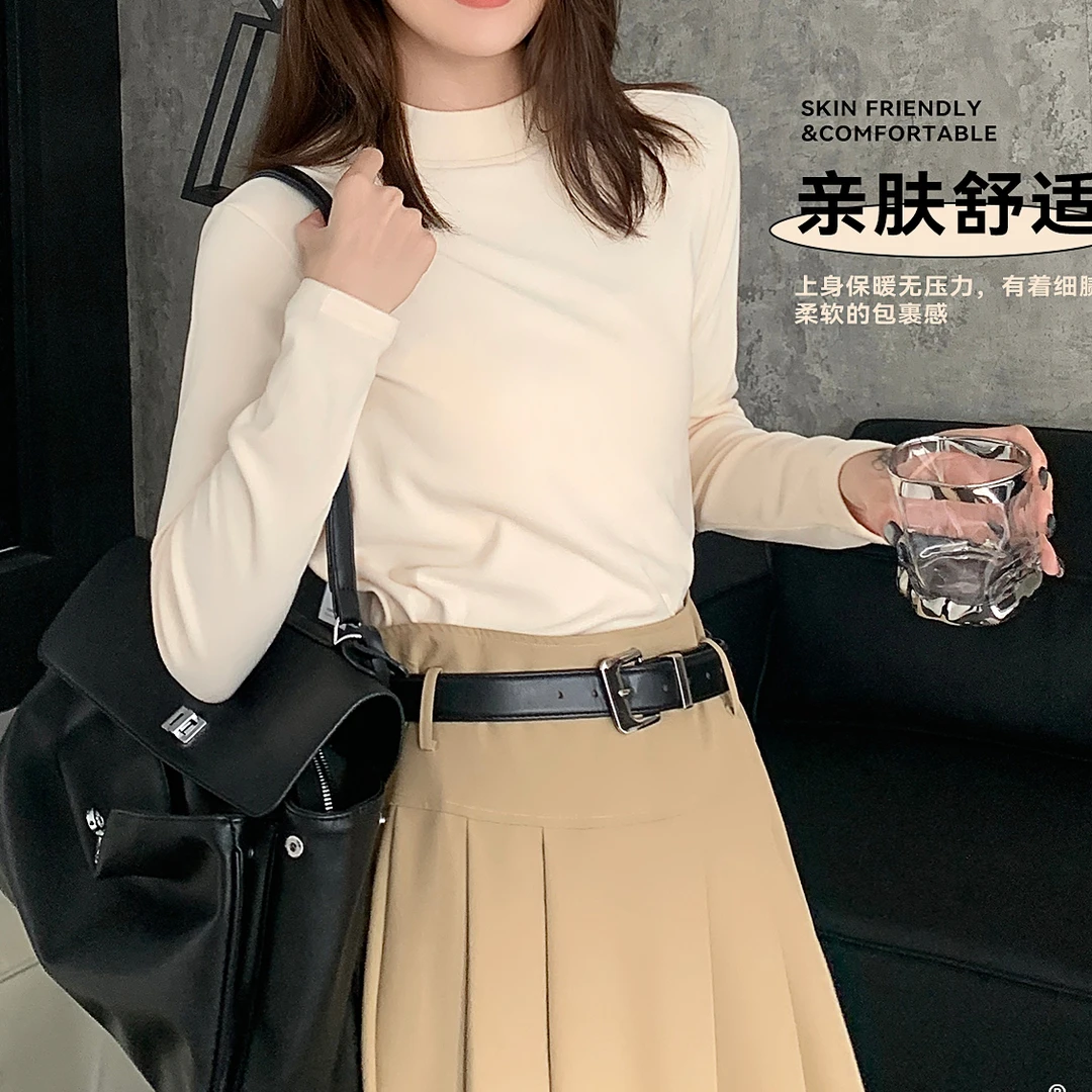 【速暖云朵衣】气质简约半高领打底外穿上衣女16020(2419)