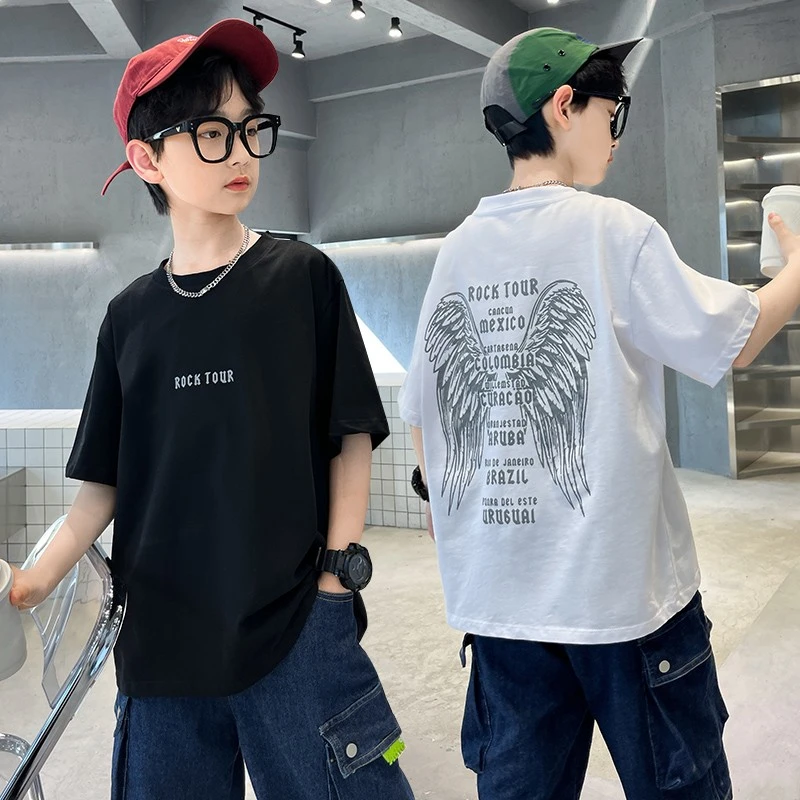 男童纯棉短袖T恤夏季中大童男孩休闲宽松上衣夏款炸街帅气半袖潮