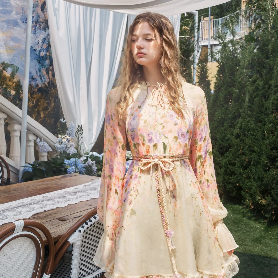 【诗语专属】Marie Elie 【希腊少女】印花真丝连衣裙ET3402M01704