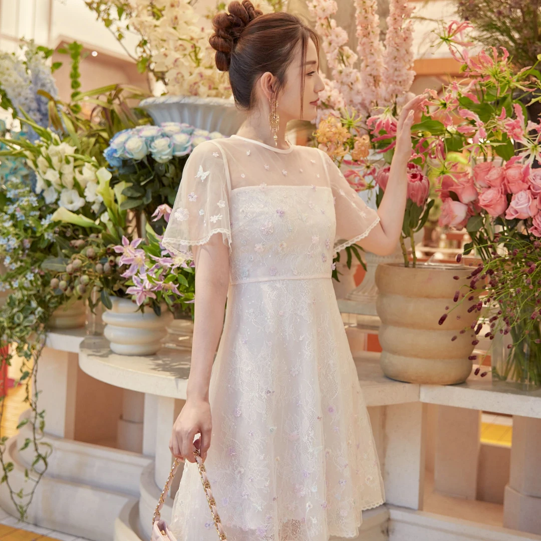 【诗语专属】Marie Elie【漫天紫陌】新款刺绣连衣裙EAE12M09620