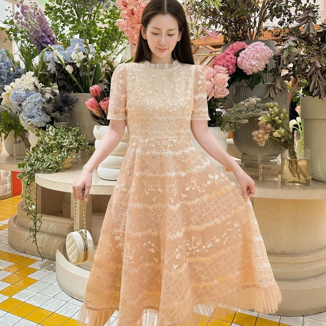 Marie Elie【茵茵繁花】刺绣仙女连衣裙ETAD21M14542