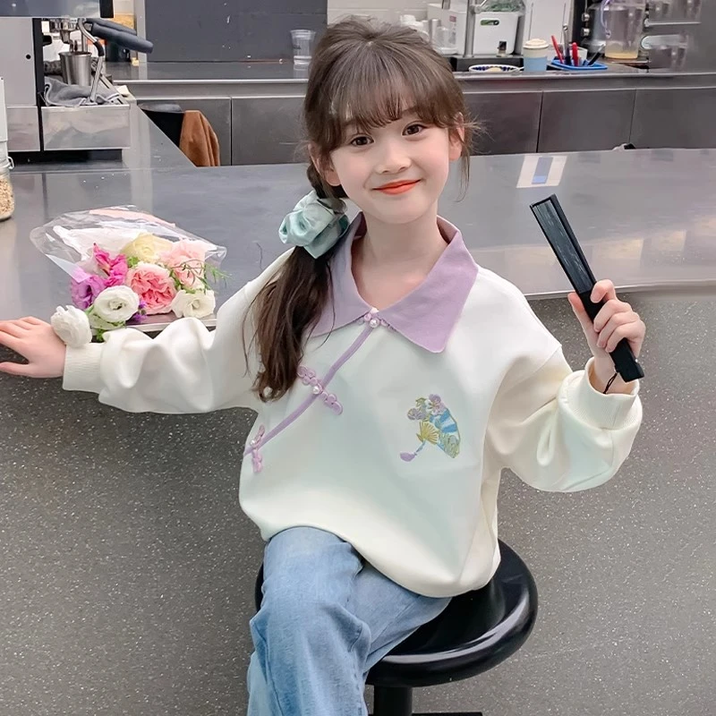 女童国风卫衣秋装2024新款洋气儿童春秋中式衣服-7700