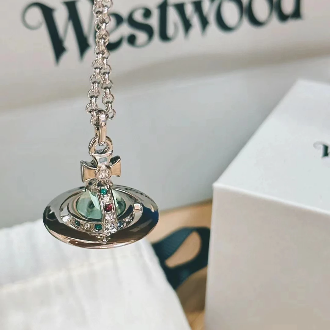 vivienne westwood西太后中号绿色立体星球锁骨链