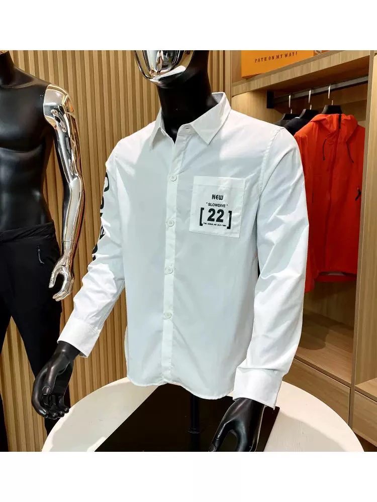 春秋户外男士机能长袖印花衬衫时尚百搭潮流衬衣9192