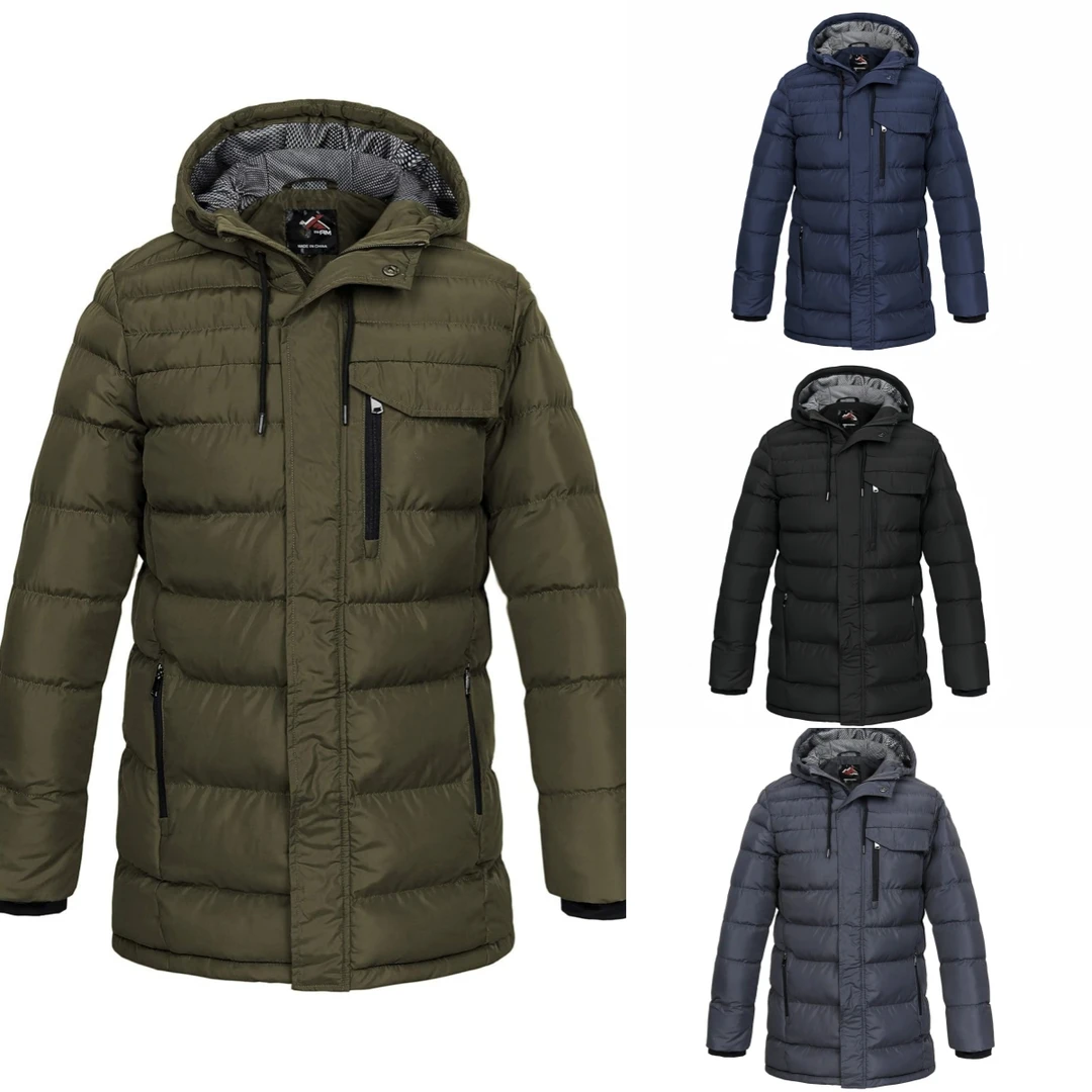 外贸男士户外防风防泼水加厚中长款棉服冬季保暖连帽棉衣外套9327