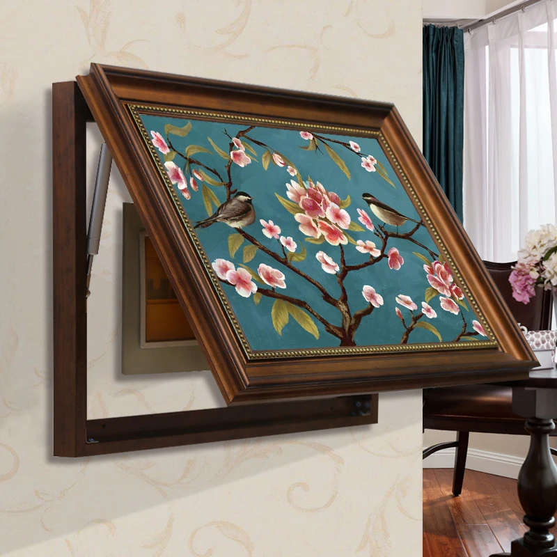 阪画屋美式电表箱装饰画免打孔配电箱遮挡开关电表盒配电箱挂画木