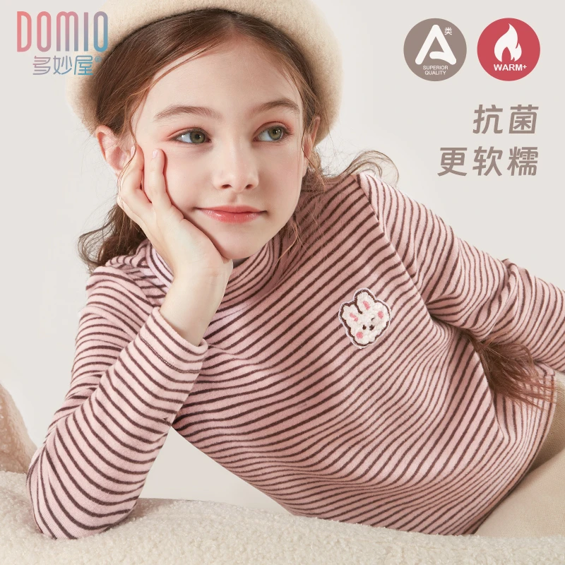 女童长袖T恤春秋儿童打底衫加绒款秋衣半高领上衣保暖童装直播