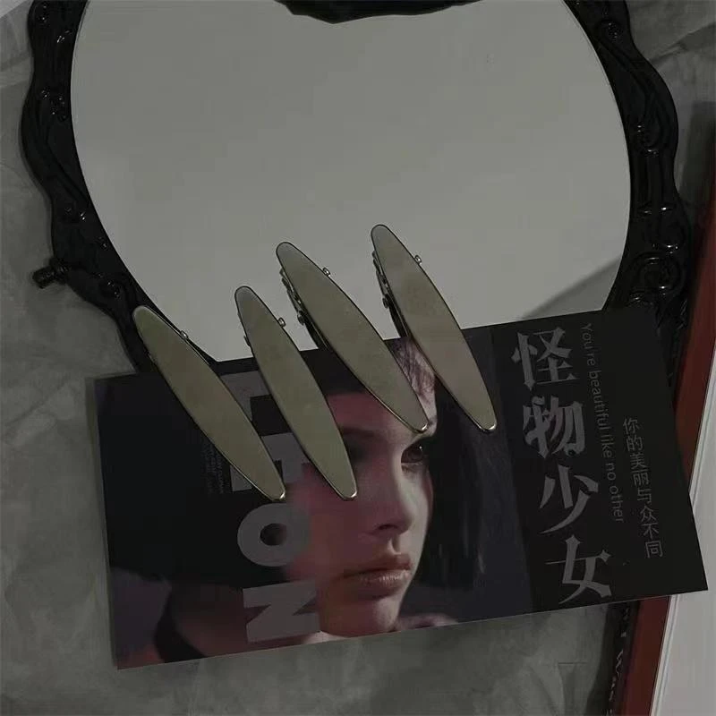 银色甜酷辣妹简约发夹手工DIY底夹网红刘海夹化妆碎发夹冷淡风