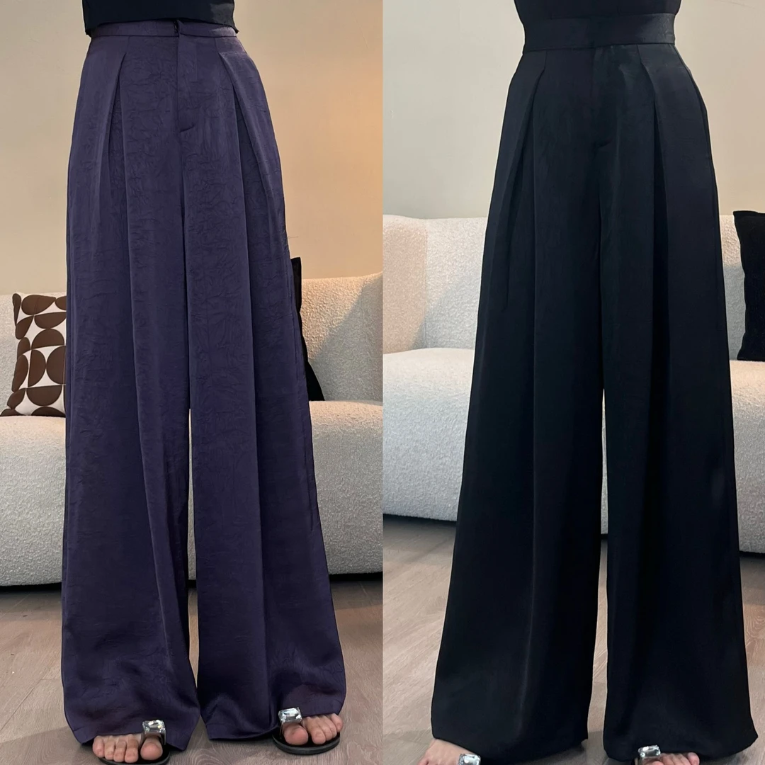 JUDING/聚町【清仓】高腰阔腿裤女显瘦气质垂感直筒休闲长裤5128