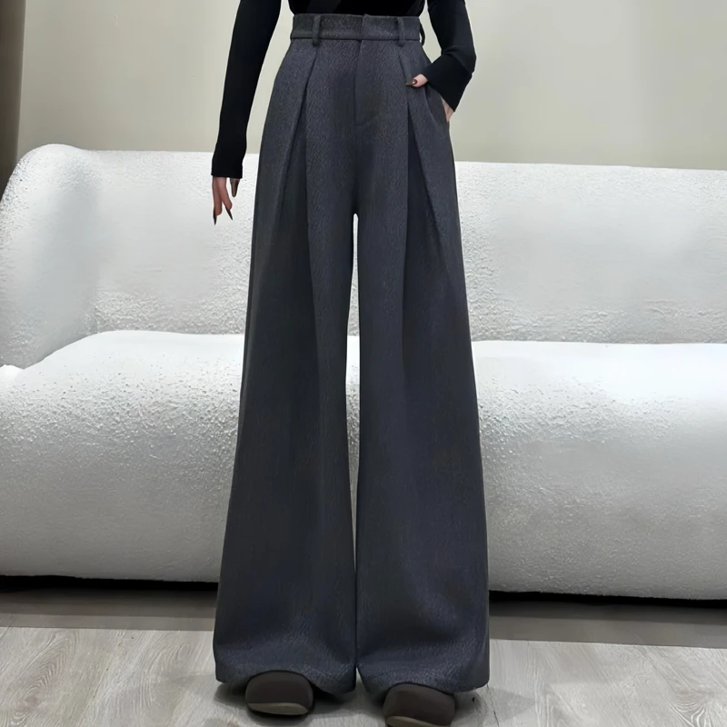 JUDING/聚町【一眼聚焦】高腰直筒垂感休闲裤女百搭加厚西装裤9783