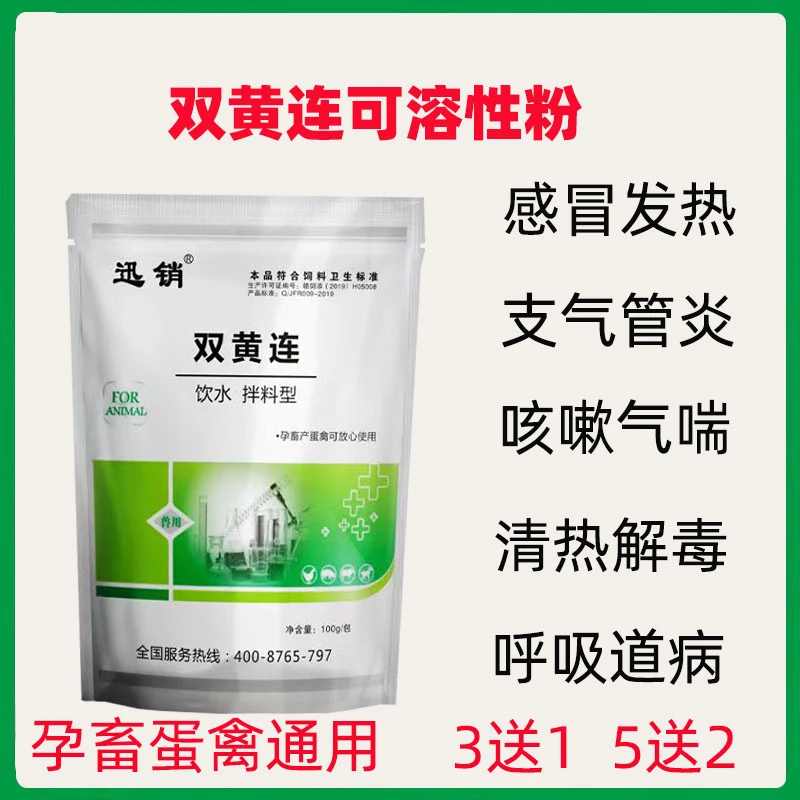 兽用双黄连可溶性粉鸡鸭鹅鸽猪牛羊感冒发烧呼吸道疾病饲料添加剂