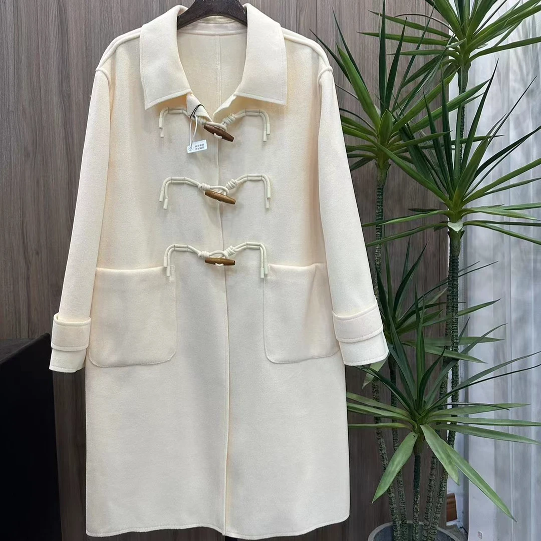 秋冬季时尚百搭中长款盘扣气质大衣外套 C3193