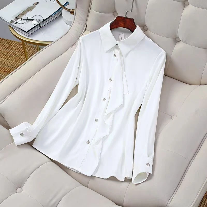 气质长袖百搭小众设计感显瘦衬衫C6744