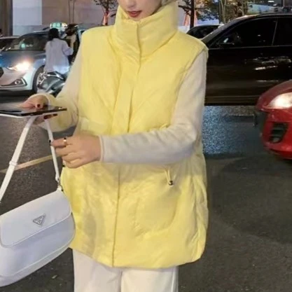 秋冬季新款女士保暖宽松纯色休闲羽绒马甲C1364