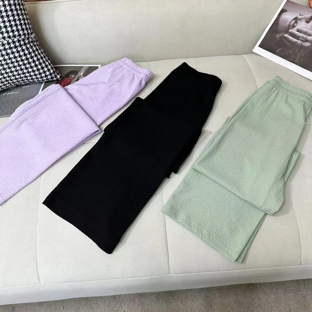 时尚女士薄款纯色垂感百搭阔腿裤C3824