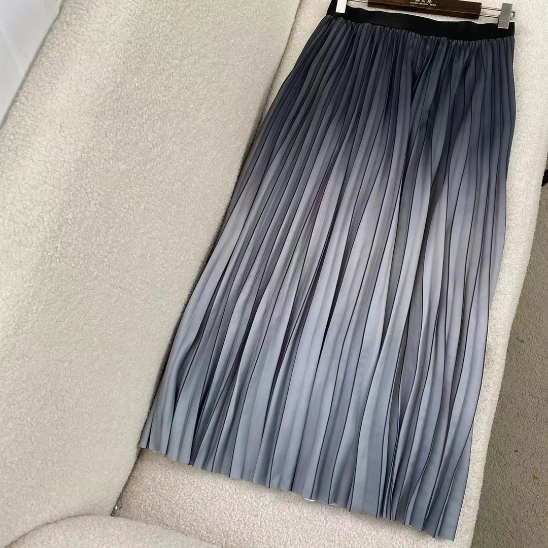 长款百褶裙高腰时尚百搭夏季褶皱洋气百褶半裙 C3599