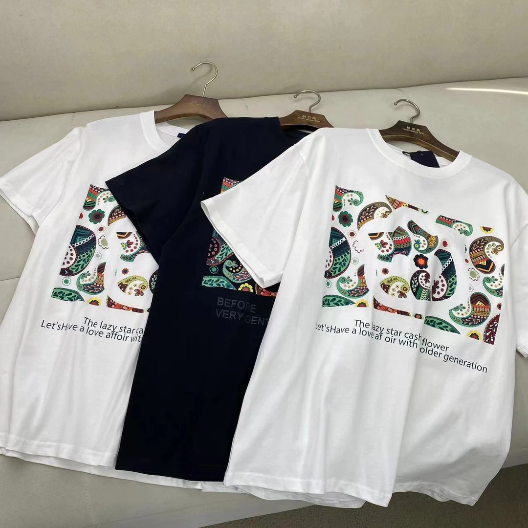 百搭气质男士宽松印花圆领夏季短袖T恤C5729