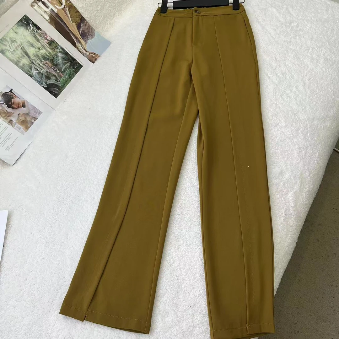 气质感设计款高腰休闲西装裤C5976