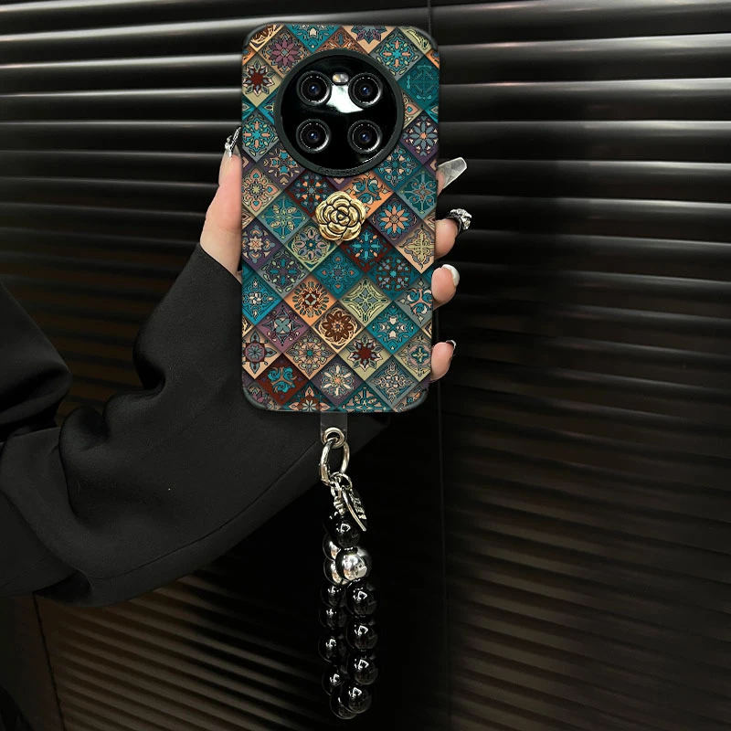 适用【华为mate40】五彩图腾ins风秋冬皮质创意全包网红手机壳女款