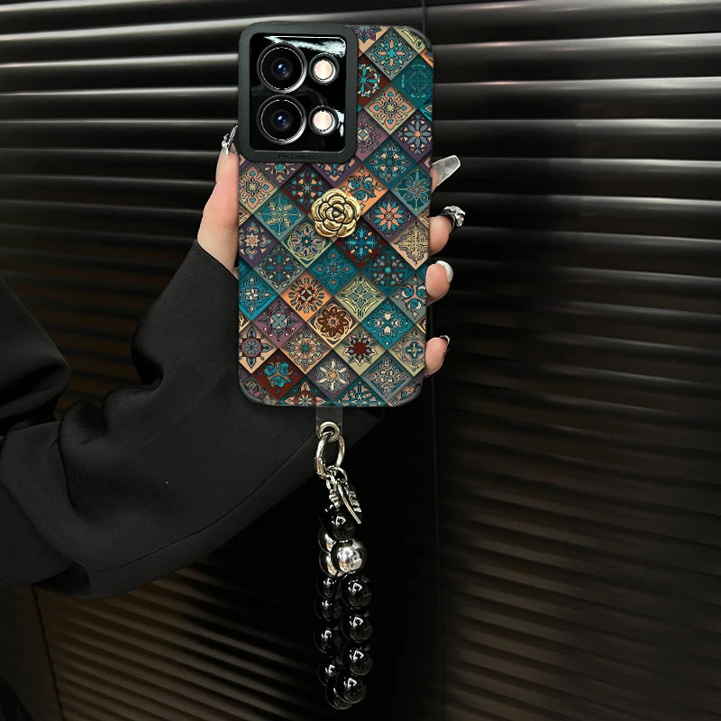 适用【opporeno9pro+】五彩图腾ins风秋冬皮质创意全包网红手机壳女