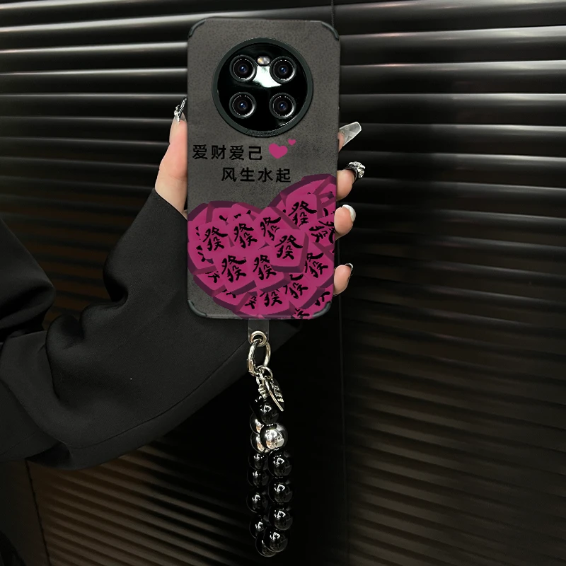 适用【华为mate40e】爱财爱己ins风秋冬皮质软壳创意网红手机壳女款