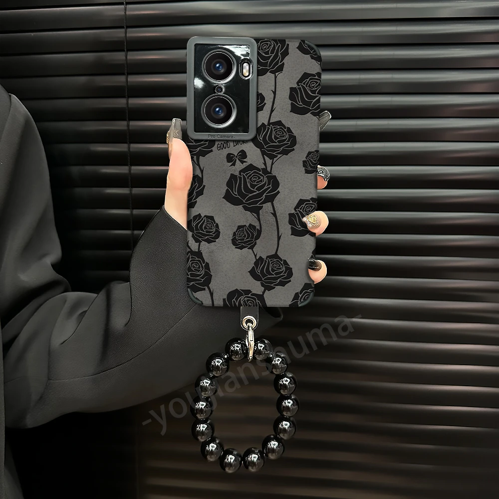 适用于【荣耀60pro】手机壳复古皮质软壳ins蝴蝶结玫瑰女防摔保护壳