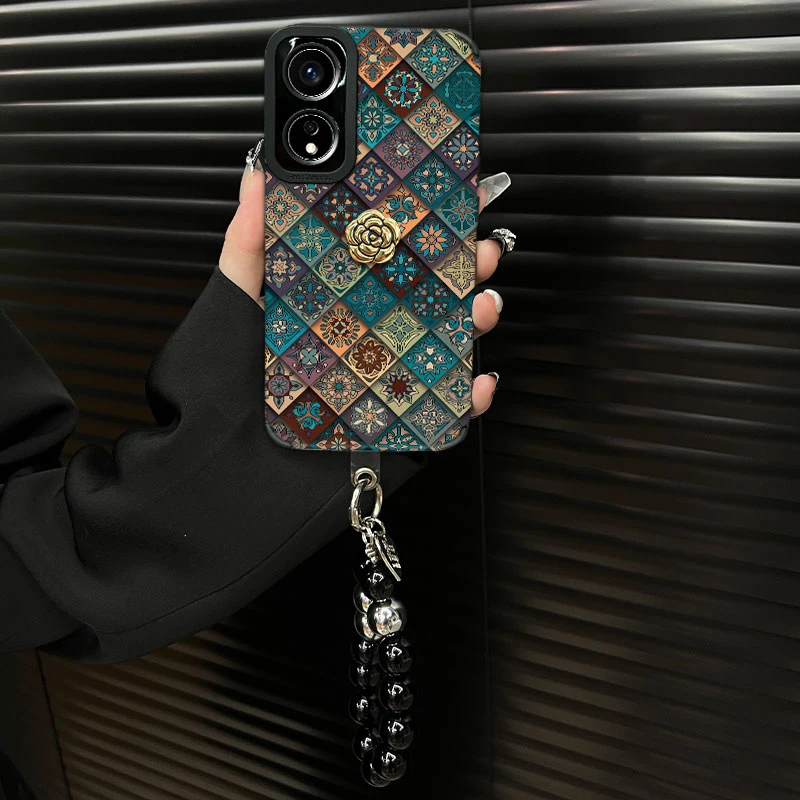 适用【oppoa97】五彩图腾ins风秋冬皮质创意全包网红防摔手机壳女款