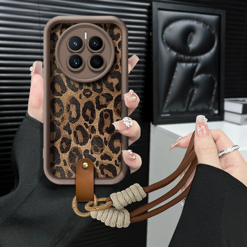 适用【华为mate50】ins风秋冬美拉德豹纹防摔全包创意网红手机壳女