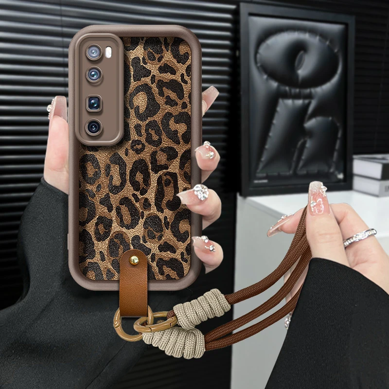 适用【华为nova7pro】ins风秋冬美拉德豹纹防摔全包创意网红手机壳