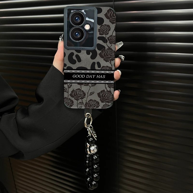 适用【vivoy78+】皮质软壳ins风玫瑰创意防摔全包个性网红手机壳女