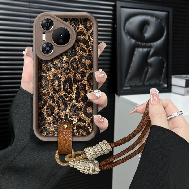 适用【华为pura70】ins风秋冬美拉德豹纹防摔全包创意网红手机壳女