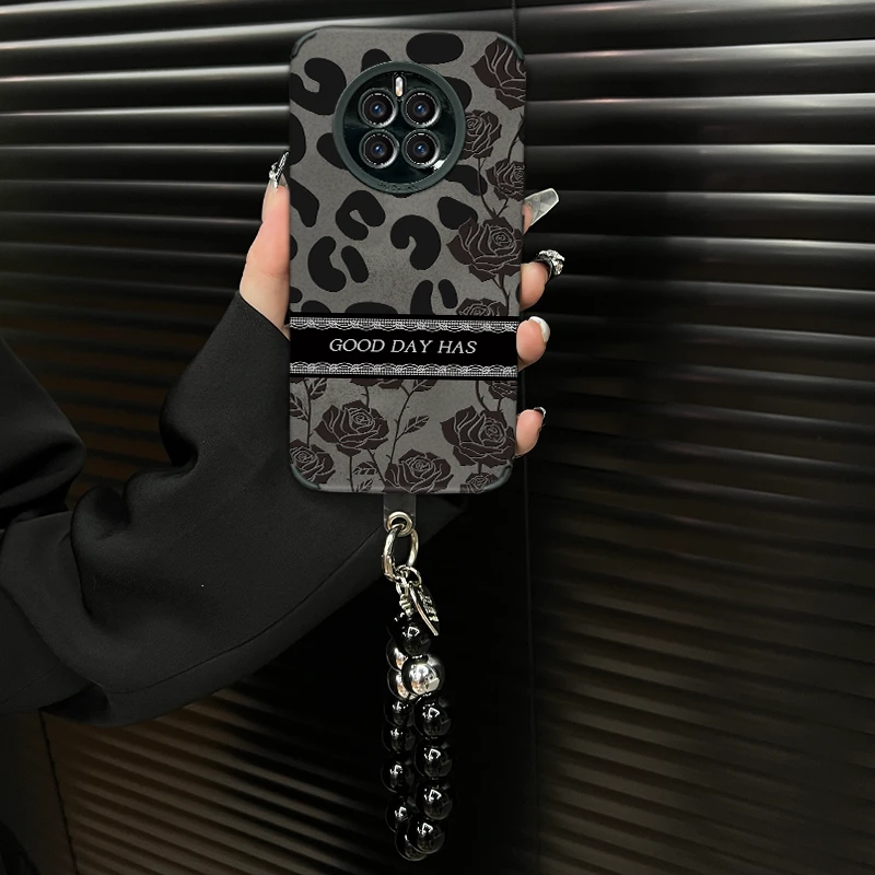 适用【华为mate50】皮质软壳ins风玫瑰创意防摔全包个性手机壳女款