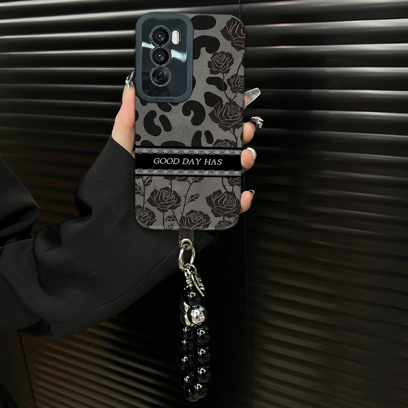 适用【opporeno12】皮质软壳ins风玫瑰创意防摔全包个性网红手机壳