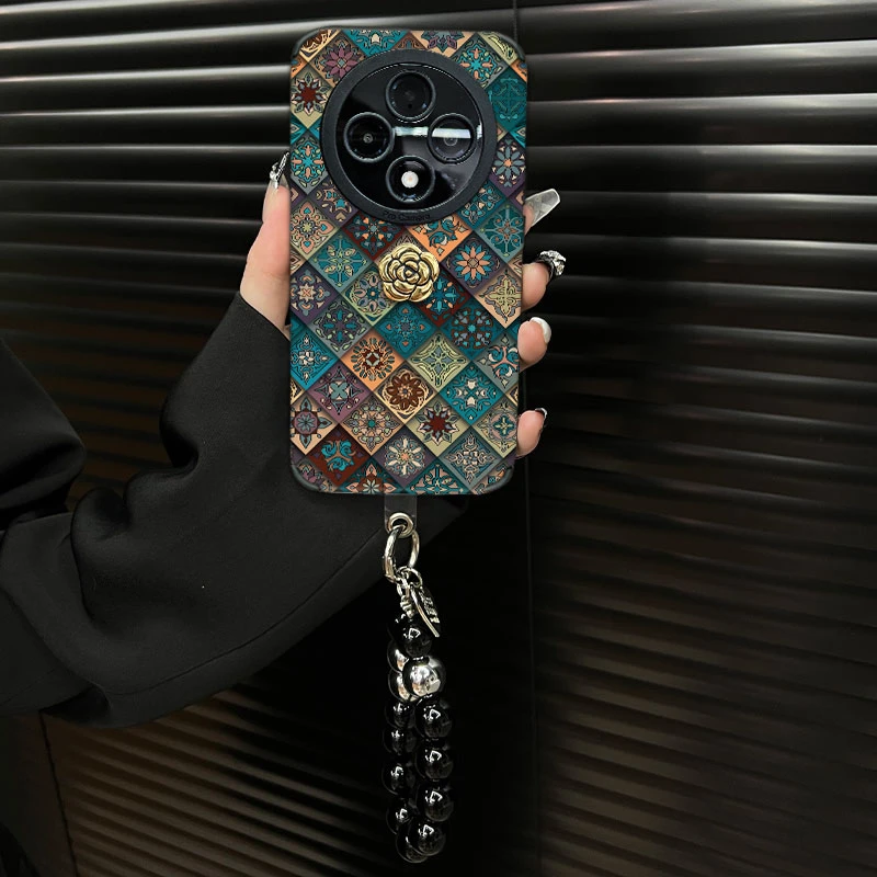 适用【oppoa3pro】五彩图腾ins风秋冬皮质创意全包网红防摔手机壳女