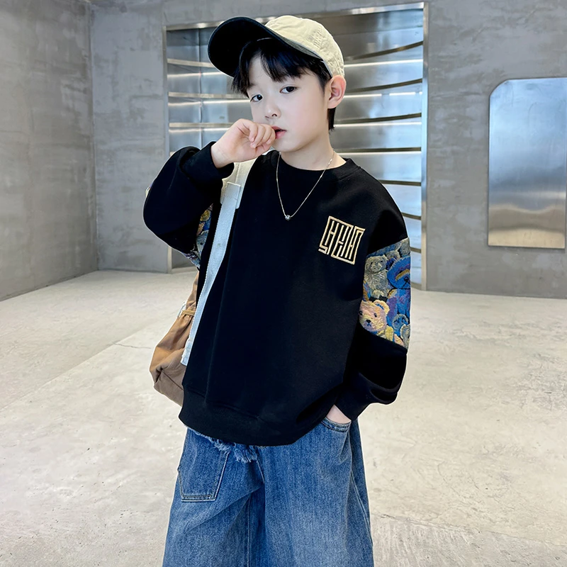 儿童装男童秋装卫衣2024新款中大童秋季男孩帅气炸街春秋款上衣潮