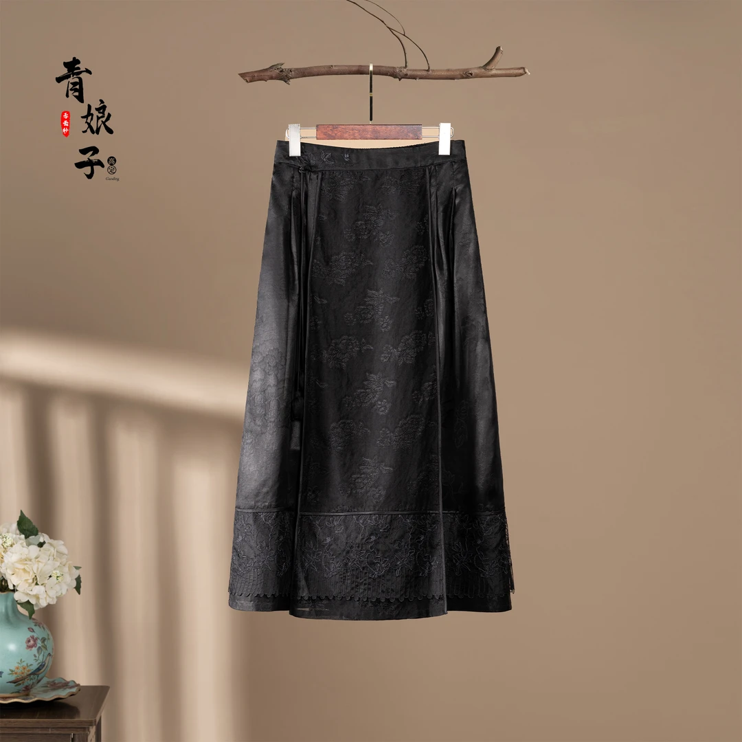 香云纱-〔凝眸〕中国风新中式提花拼接刺绣气质时尚百搭马面裙50227