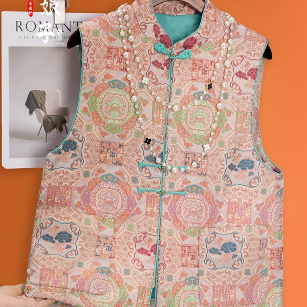 青娘子织锦【峋】中国风新中式复古驼绒马甲51020