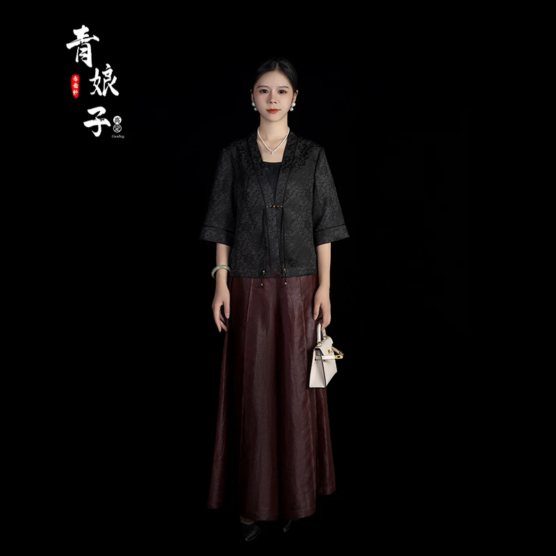 青娘子香云纱（晚吟）提花复古百搭薄款宽松中式汉服开衫51126